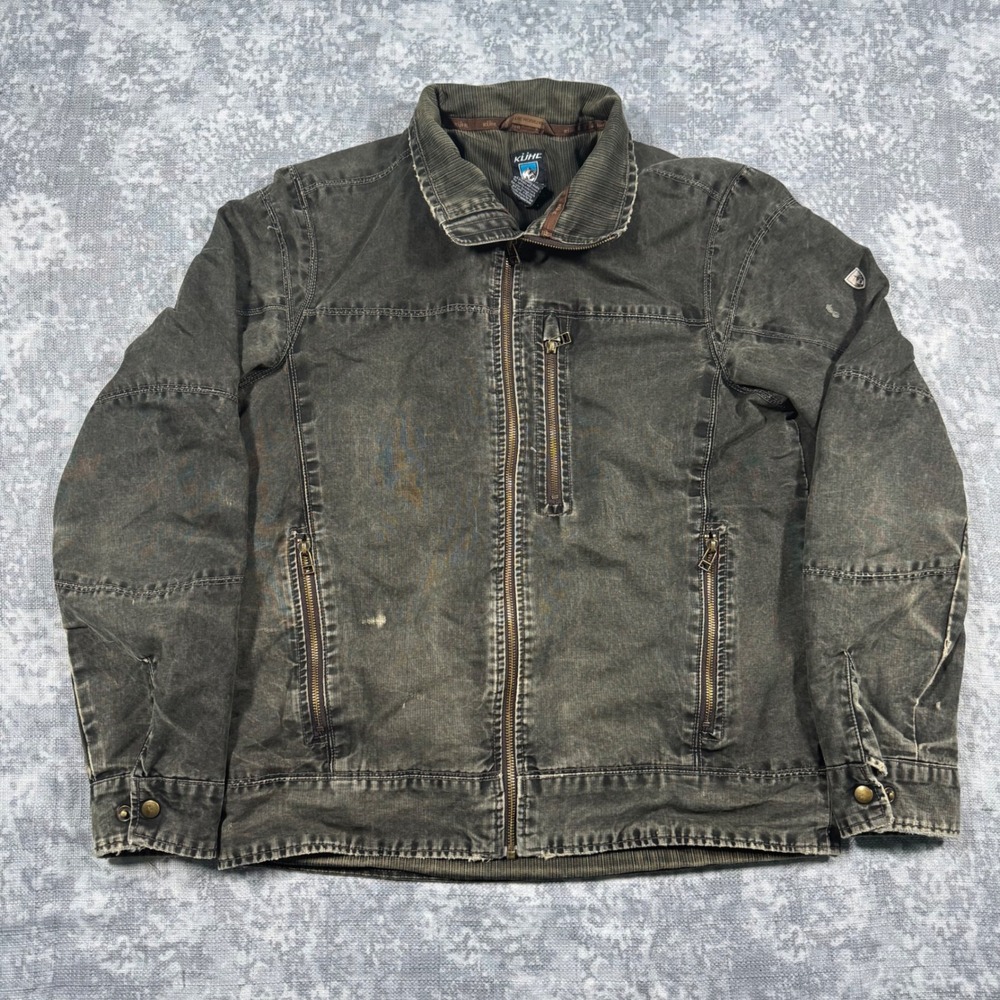Vintage Kuhl Canvas Jacket Mens Medium Green Patina Dye Workwear Field Coat